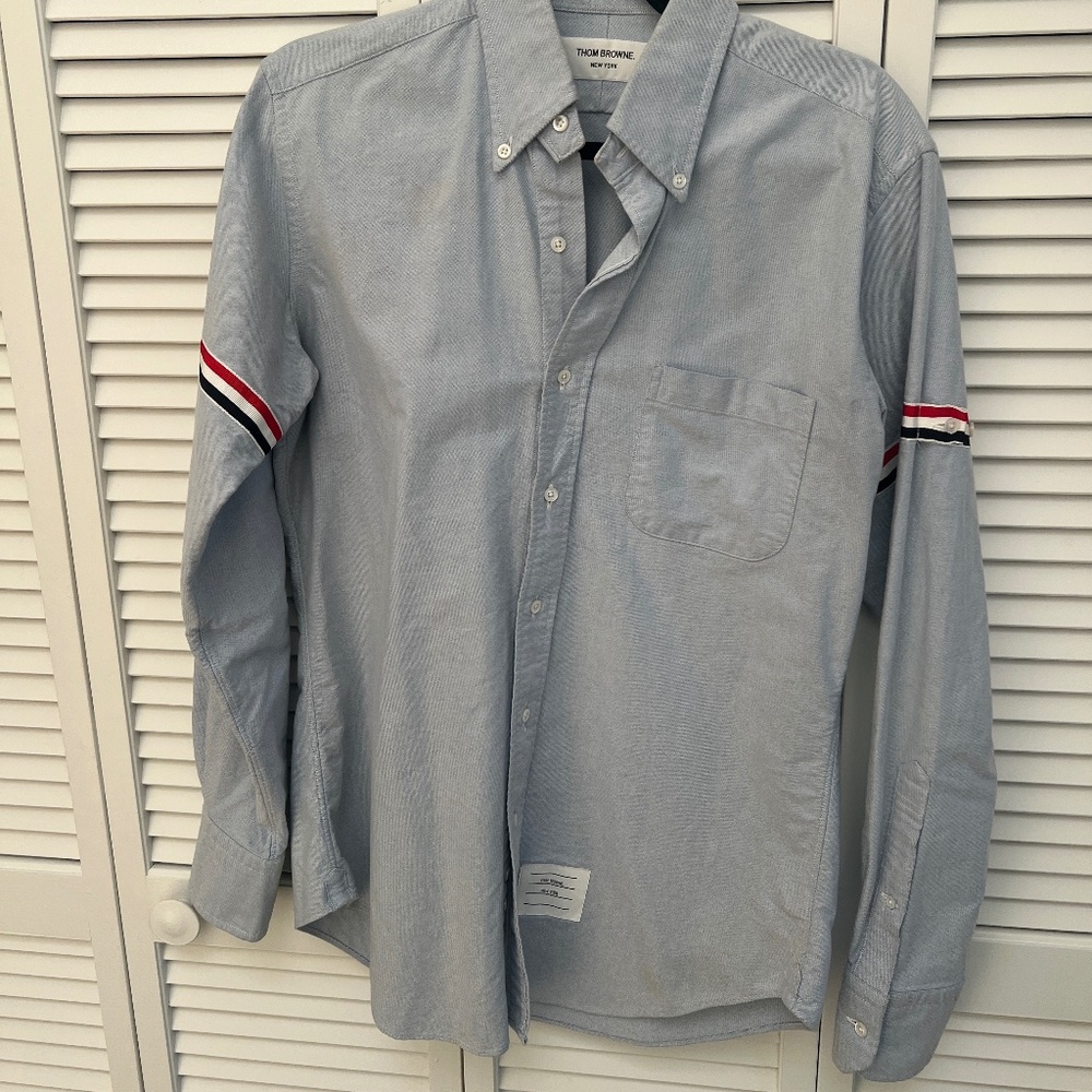 Thom Browne Blue Pocket Shirt - Men's Size 3 (L)